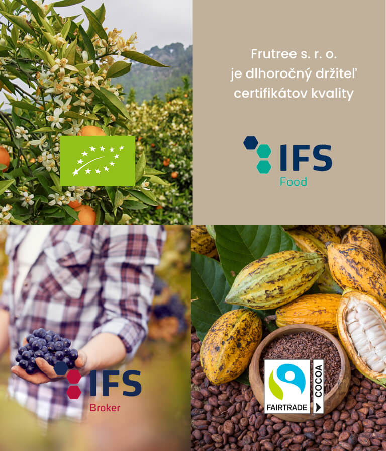 Certifikáty kvality garantujú najvyššiu kvalitu výrobkov Frutree